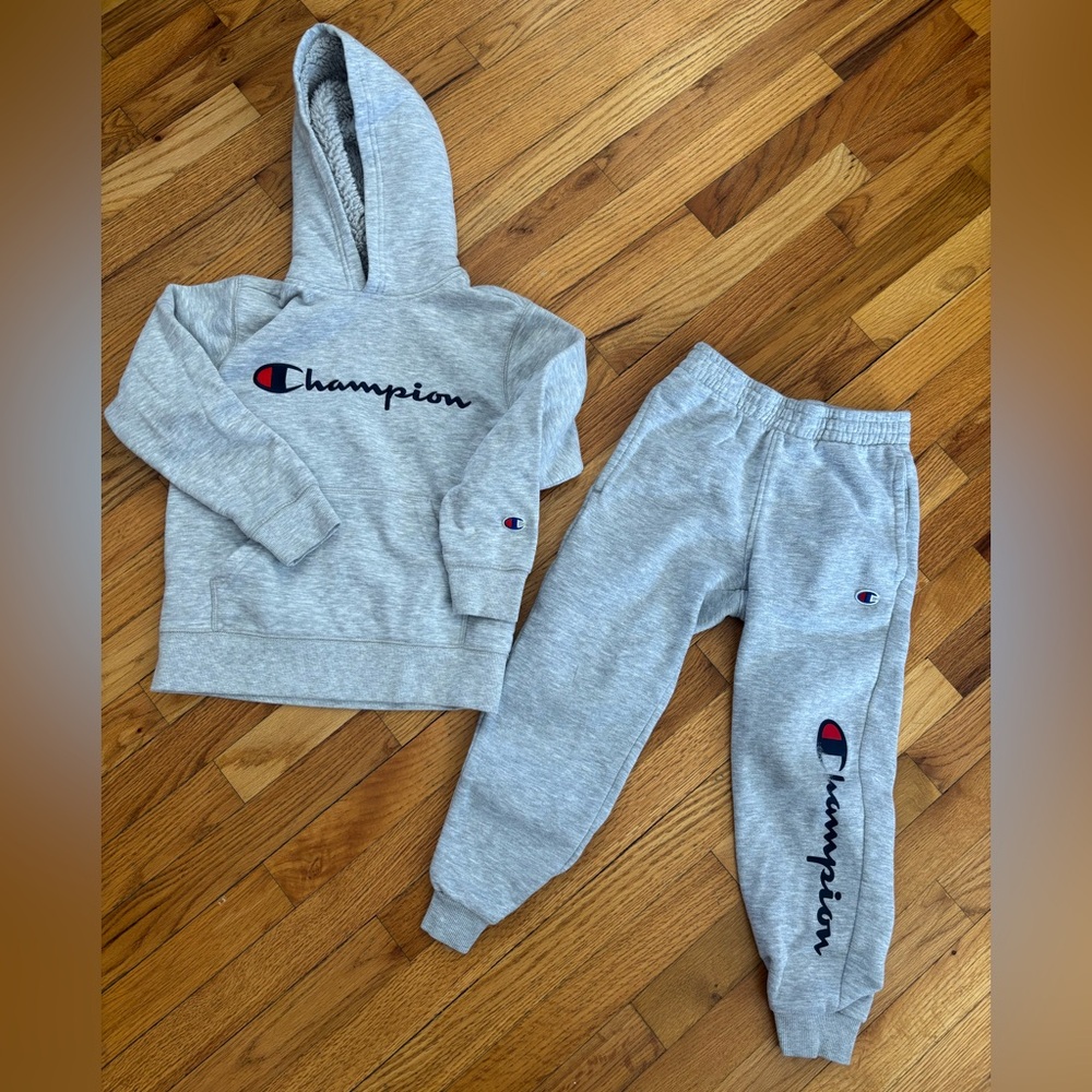 Champion Kids Gray Sweatpants and Hoodie Set